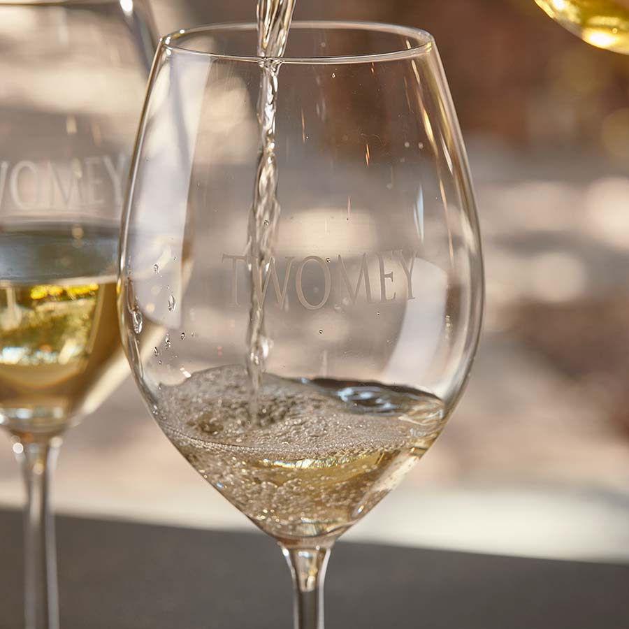 Pouring a glass of Twomey Sauvignon Blanc